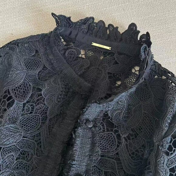 Classic Alexis Camila Floral Lace Midi Dress S/M Black Lace Event Cocktail - Picture 5 of 9